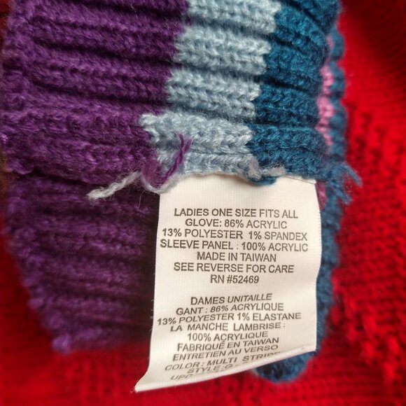 Y2K Striped Fingerless Arm Warmer Sleeves with Thumb Hole, Stretchy, Cozy - Picture 4 of 5